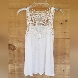 Aeropostale Crochet detail white tank top